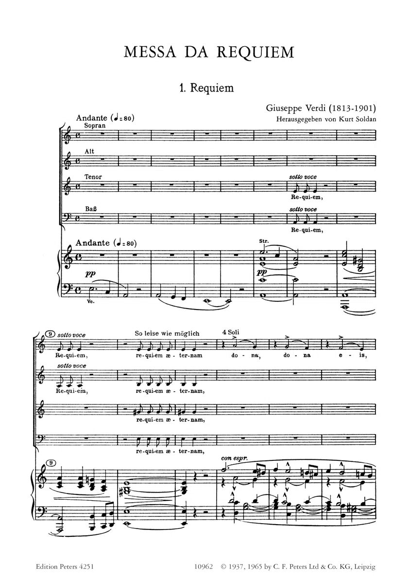 Missa da Requiem: für 4 Solostimmen, Chor und Orchester (Klavierauszug) (URTEXT)