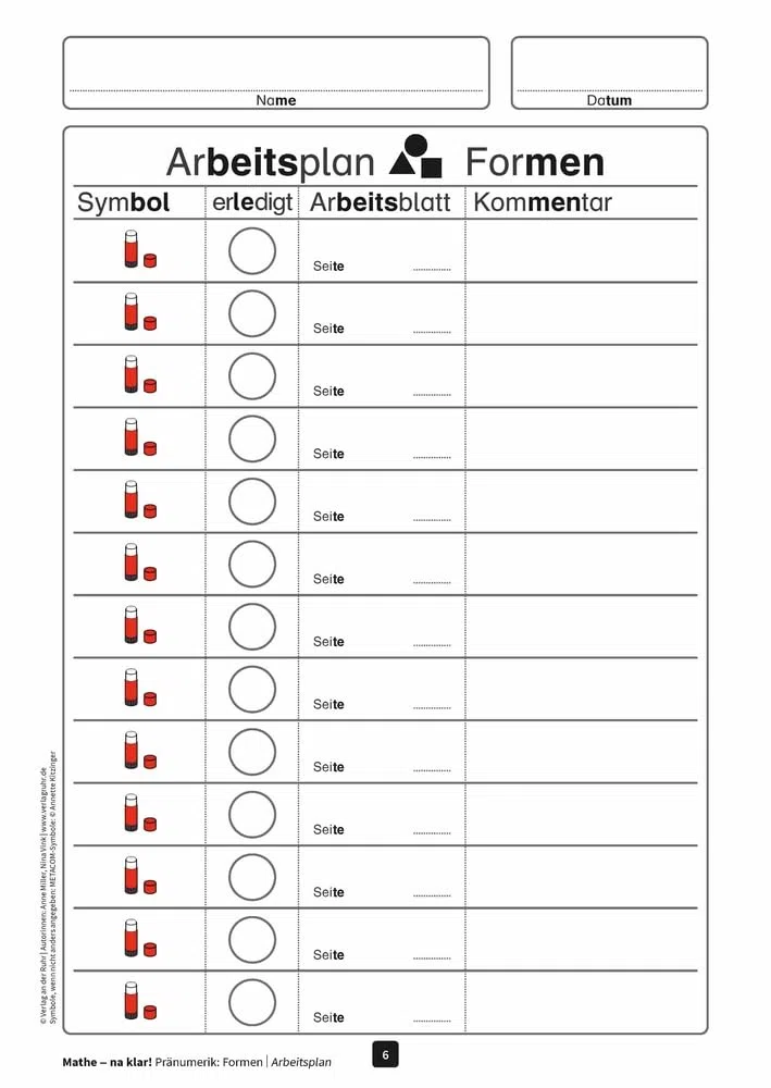 Mathe - na klar! Pränumerik: Formen: Differenzierte Arbeitsblätter zur systematischen Förderung. Mit METACOM-Symbolen (Sonderpädagogische Förderung - Geistige Entwicklung)