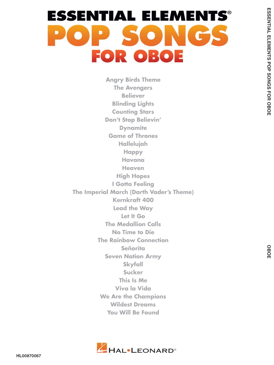 Essential Elements Pop Songs for Oboe